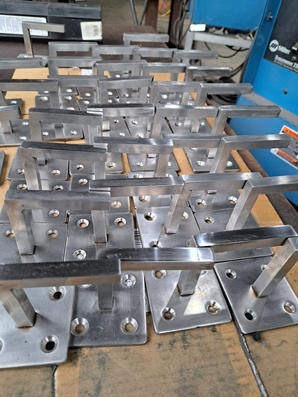 Stainless steel brackets in the workshop